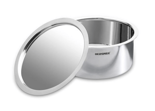 Bergner Argent TriPly Stainless Steel 24 cm Tope with Stainless Steel Lid, 5.9 L Topia/Patila with Stainless Steel Lid, Food Safe, Durable, Dishwasher Safe, Induction and Gas Ready, 5-Year Warranty